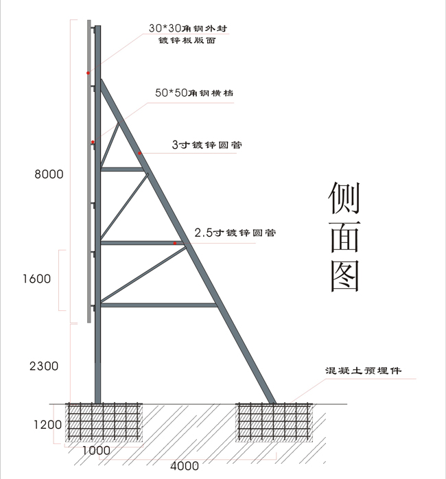 楼顶大字钢架结构图