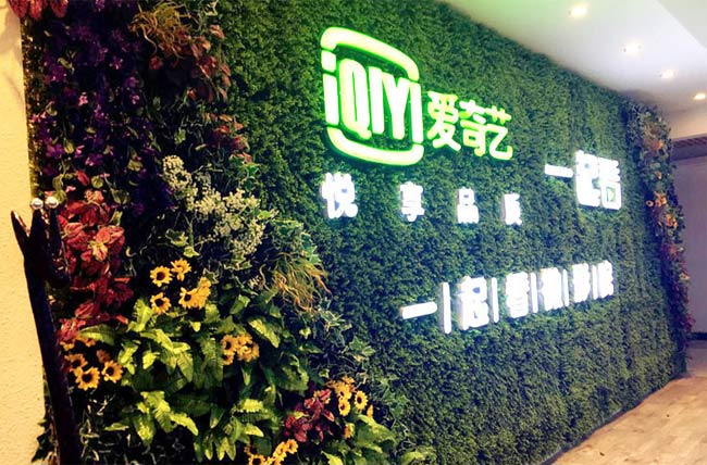 发光字绿植墙