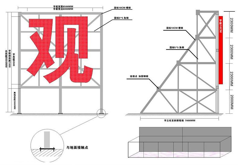 楼顶大字钢结构